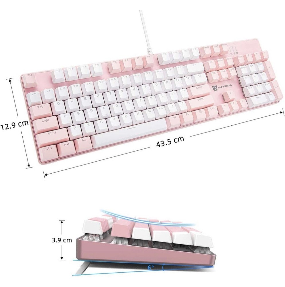 Merdia Mechanical Keyboard Gaming Keyboard With Wired White Backlit Keyboard
