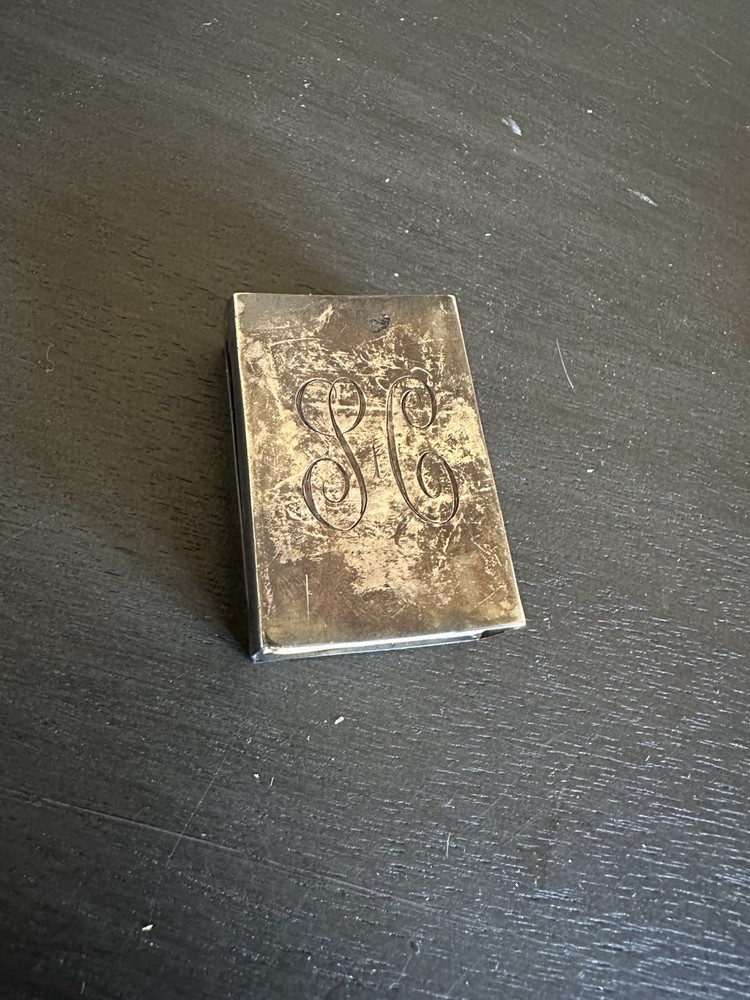 Webster Sterling Silver Matchbox Safe Holder Case “SC” Monogram