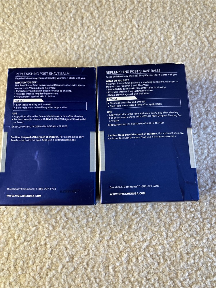 2 PACK NIVEA Men Maximum Hydration Replenishing Post Shave Balm - 3.3 oz each