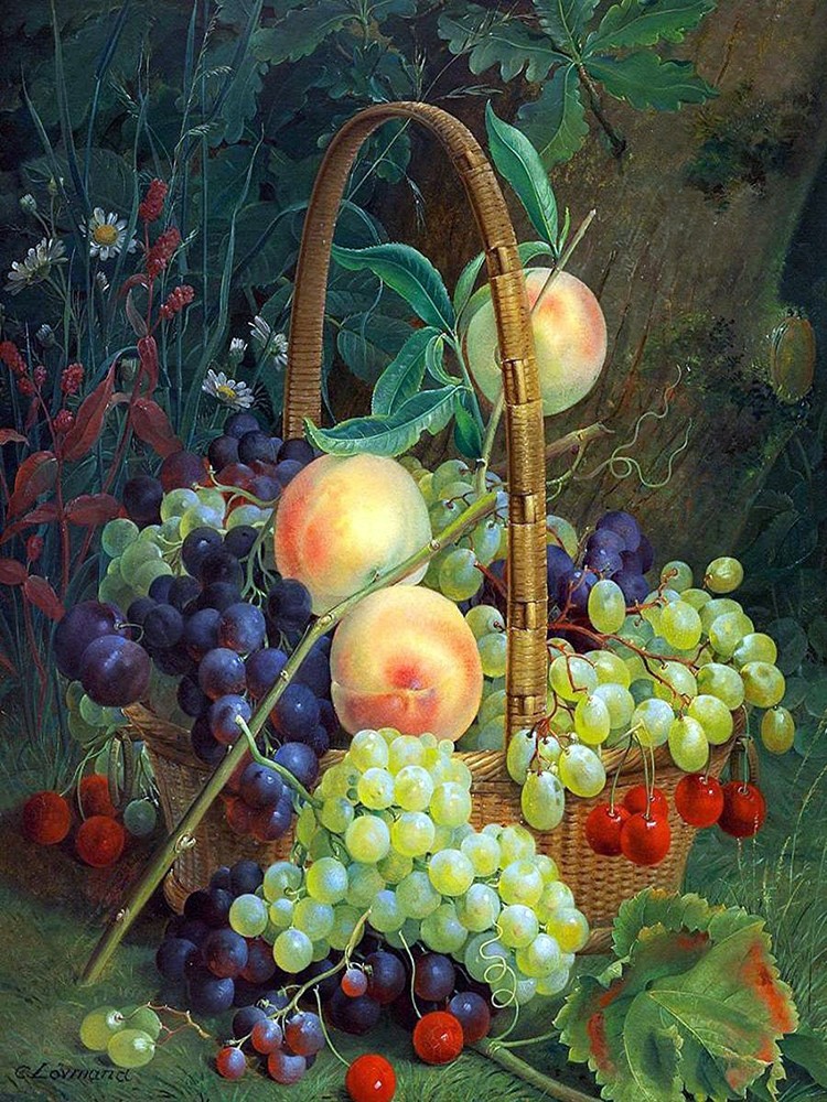fruits in a basket grape Tile Mural Kitchen Bathroom Backsplash Marble Ceramic