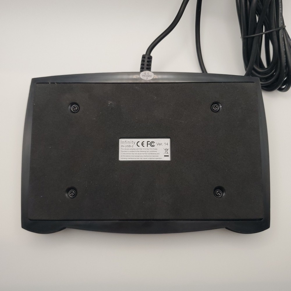 Infinity IN-USB-2 USB Dictation Foot Switch Black 3 Button - TESTED