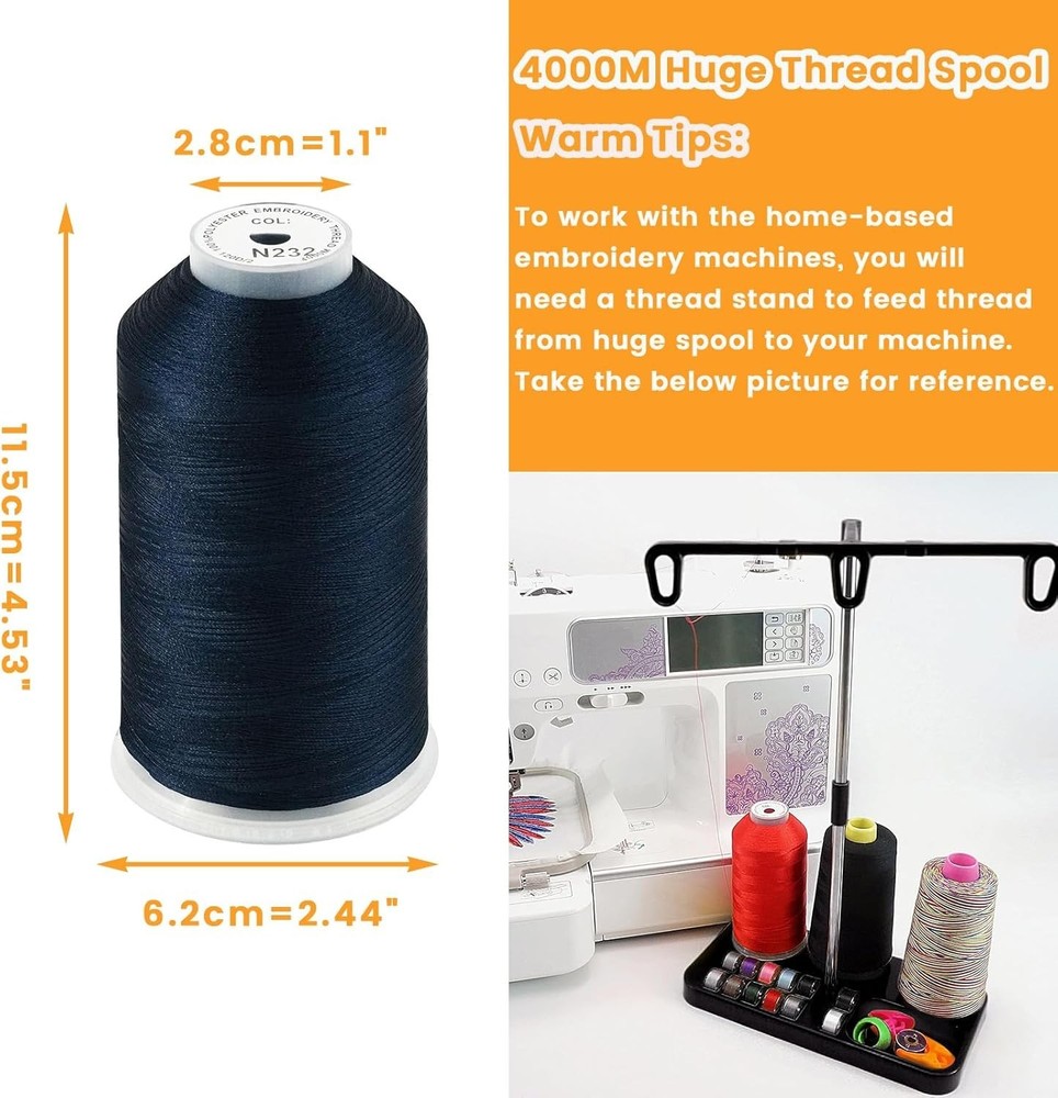 Single Huge Spool 4000M Each Polyester Embroidery Machine Thread 40WT for Com...