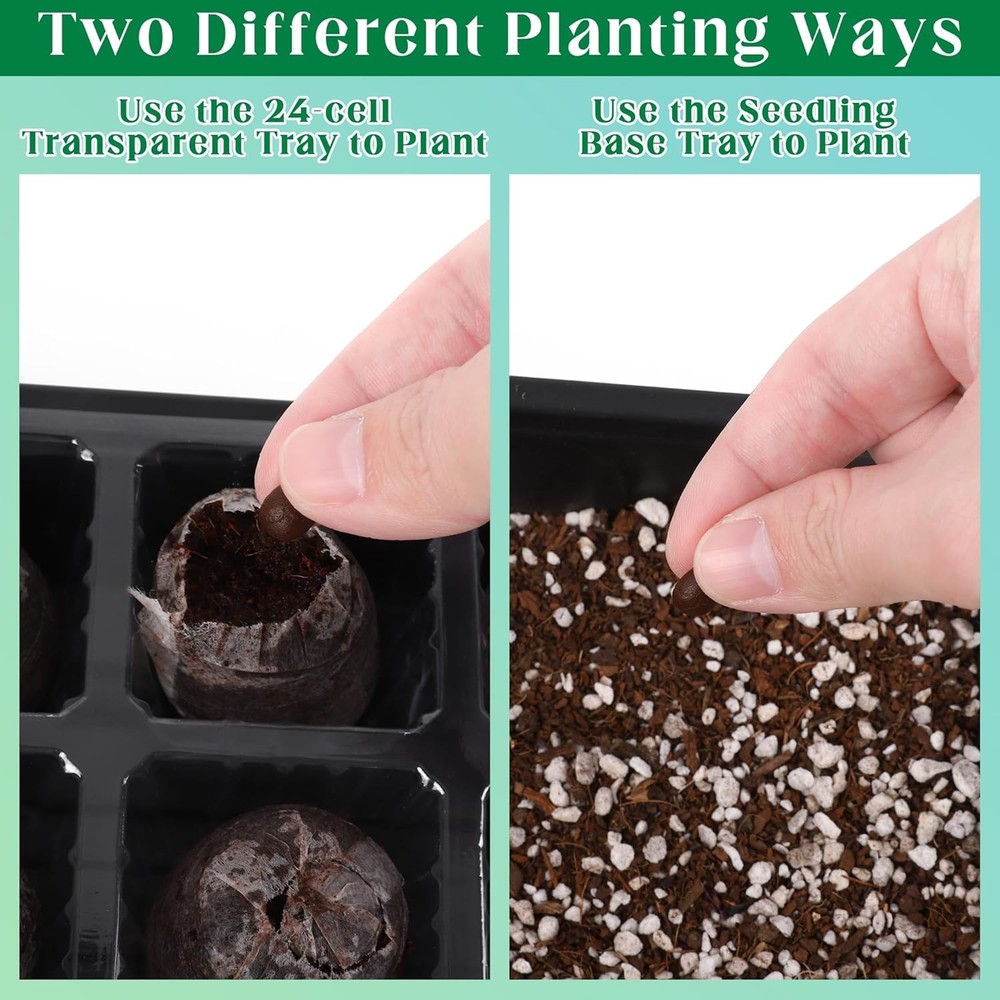4 Sets Seed Starter Tray Kit Germination Starter Tray W/ Humidity Dome & Base