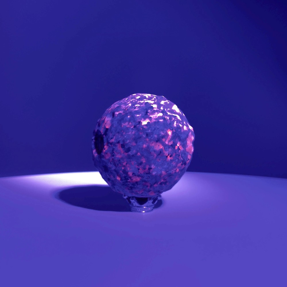 Yooperlite Moon Sphere (Includes Silver Stand), UV Reactive
