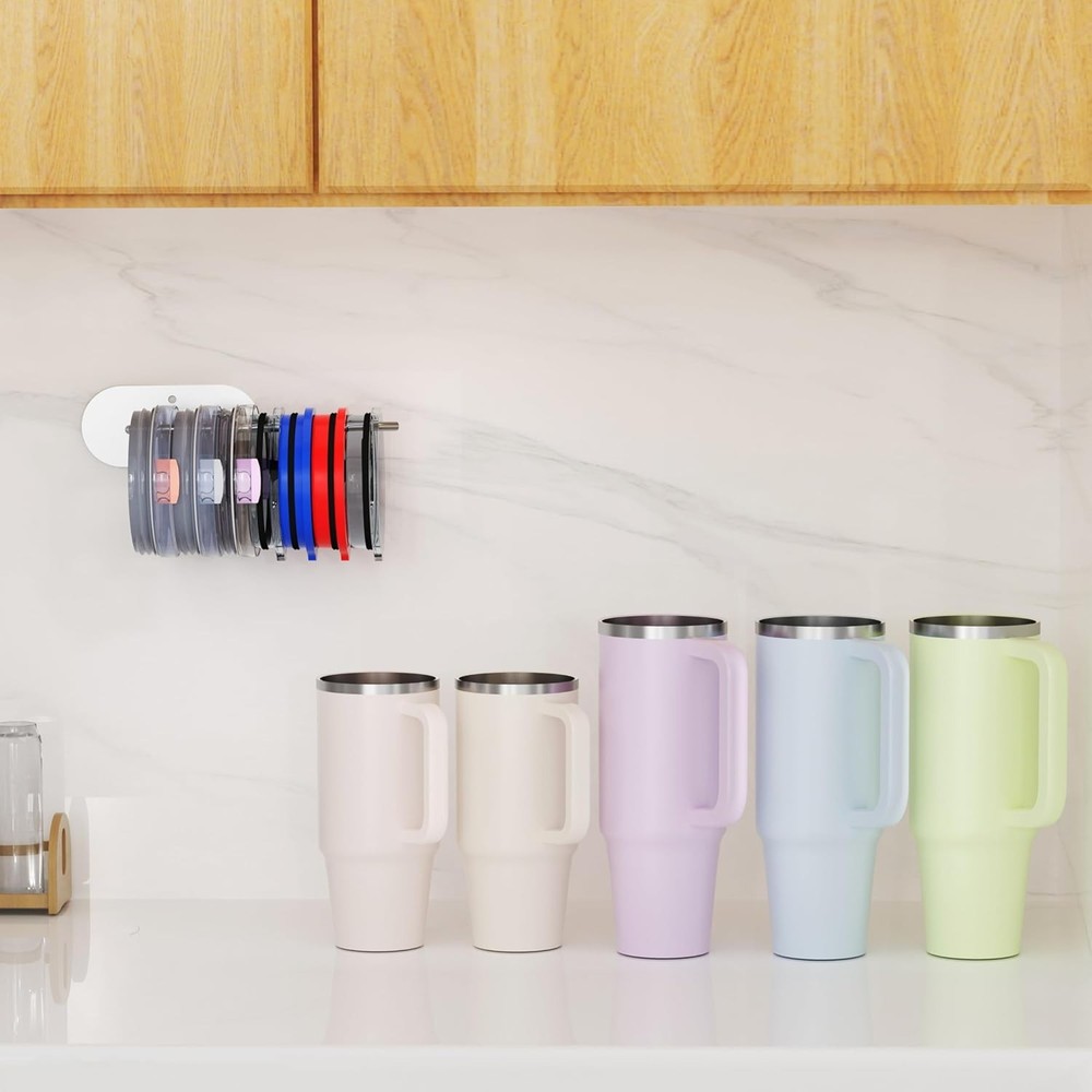 2 Pack Tumbler Lid Organizer, Space Saving Cup Lid Organizer for Yeti/Stanley/Si