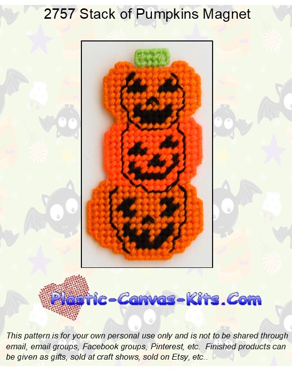 Stack of Pumpkins Magnet-Plastic Canvas Pattern or Kit