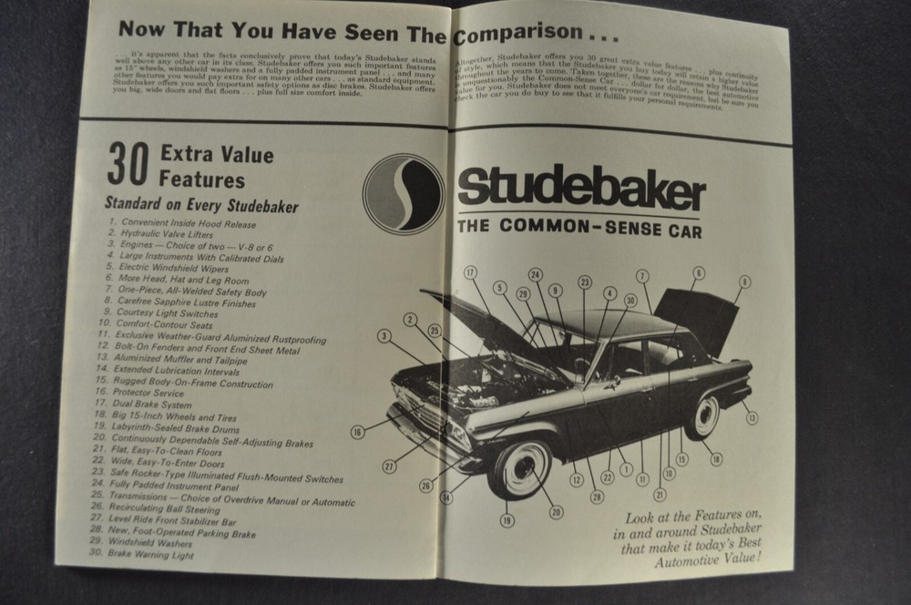 1965 Studebaker Commander Sedan Comparison Brochure Excellent Original 65