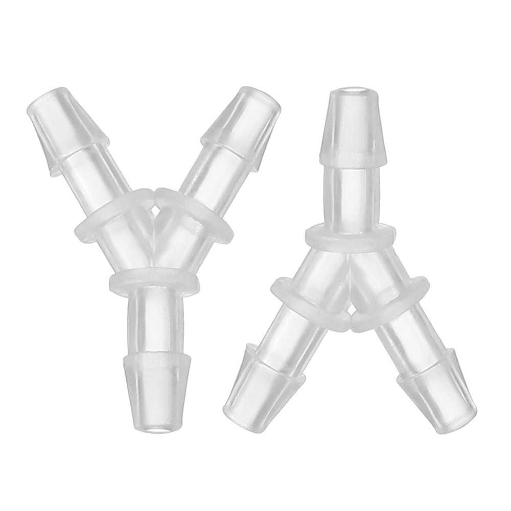 2 Pcs 1/8" Plastic Hose Barb Fitting Equal Y Shaped Barbed Split Transparent