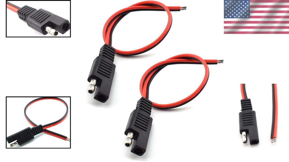 Durable 18AWG SAE Extension Plug Cable - Quick Connect Solar Solution (2 Pcs)