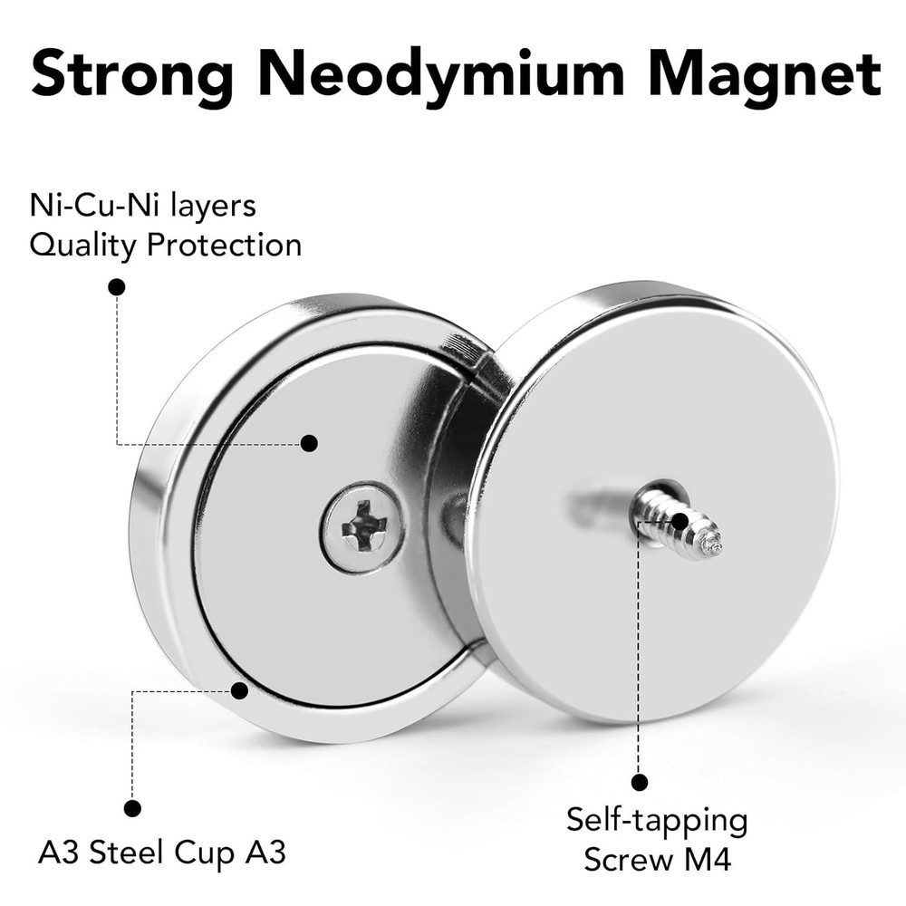 6-Pack Round Waterproof Neodymium Magnets with 150lb Pull Force – Versatile Use