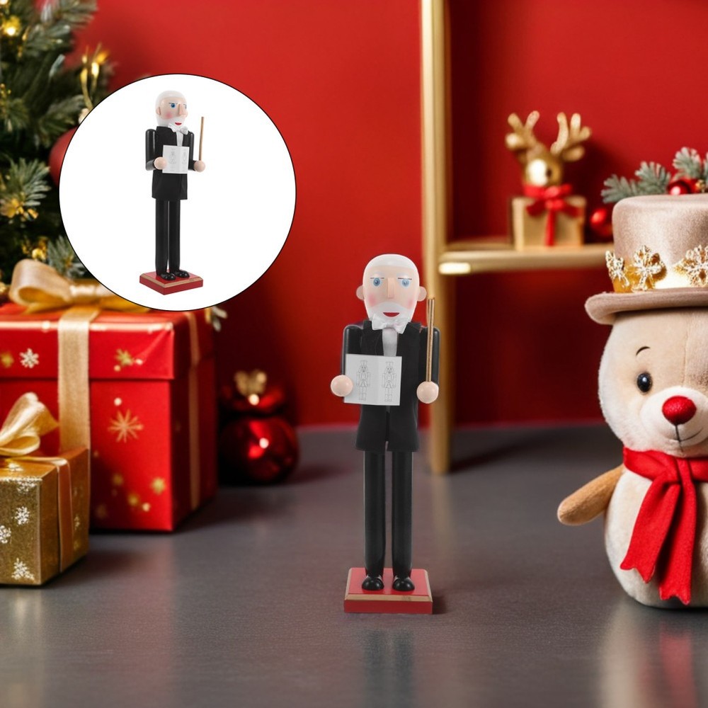 Wooden Professor Nutcracker Decorative Black Nutcrackers Decoration