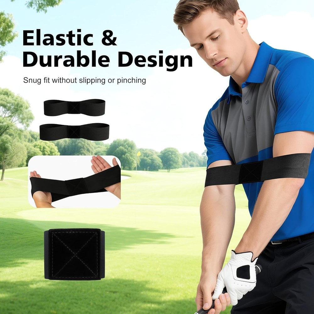 Compact 2-Pack Golf Swing Training Arm Bands - Eliminate Flaws & Improve Rhythm