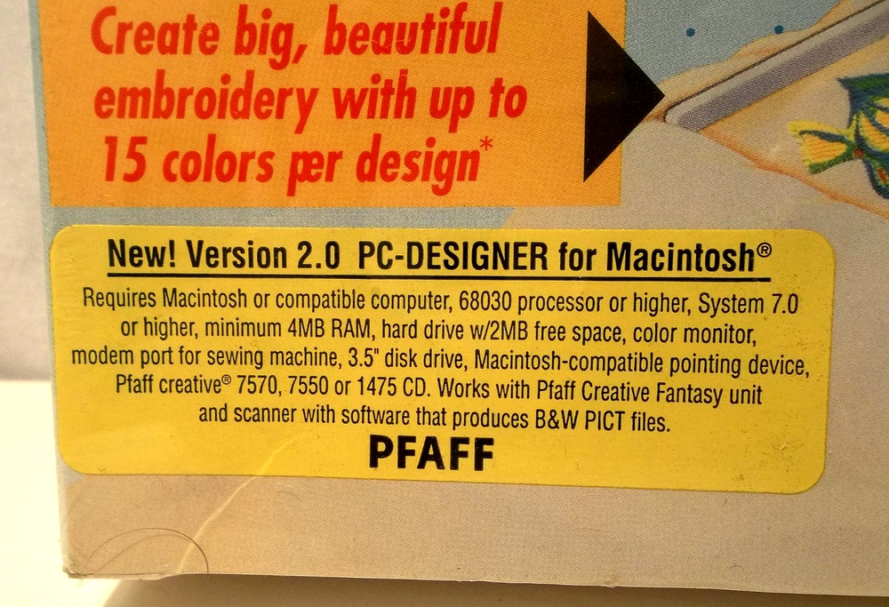 PFAFF 7570 7550 PC Designer Software Version 2.0 Software cable Embroidery NEW