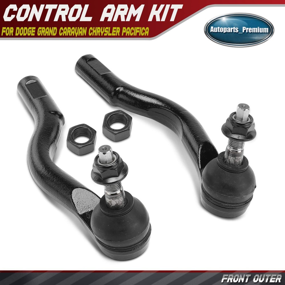 2Pcs Front Outer Steering Tie Rod End for Chrysler Pacifica 17-25 Grand Caravan