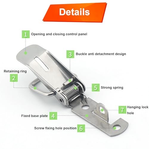 Generic 4 Pack Spring Loaded Toggle Latch Catch, Stainless Steel Spring Loaded