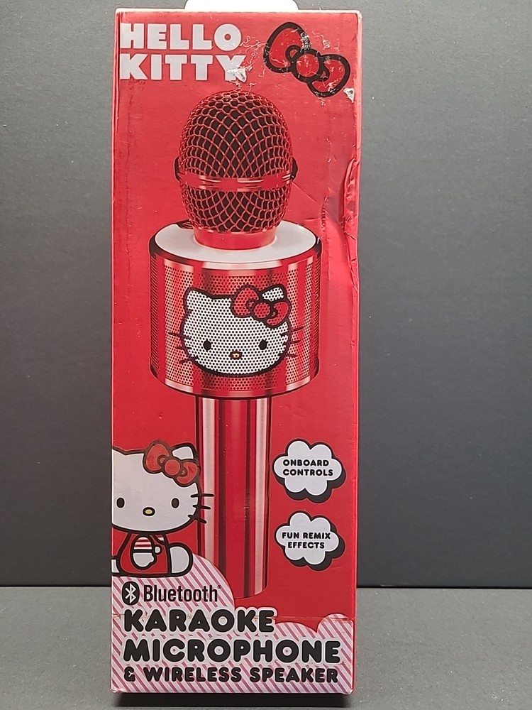 Hello Kitty Bluetooth Karaoke Microphone & Wireless Speaker USB Charging Red New