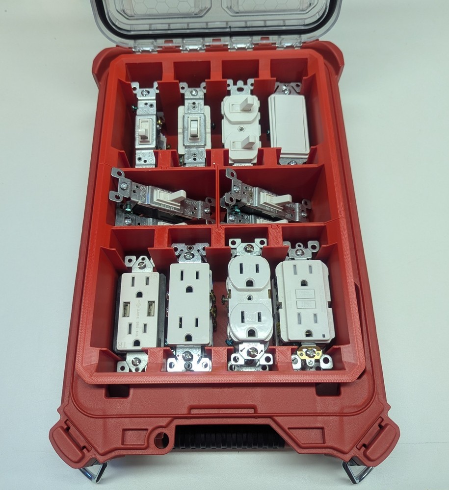 Receptacle/Switch Insert Set for Milwaukee Packout Standard Depth Organizer