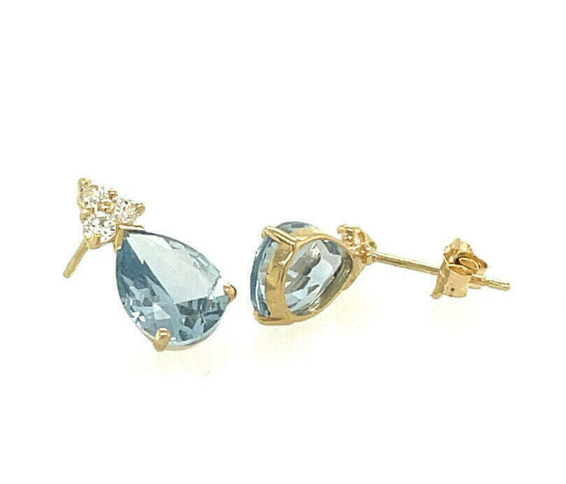 14k Yellow Gold Pear Shape Stud Earrings