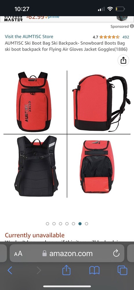 Amutisc Ski Boot Bag Red