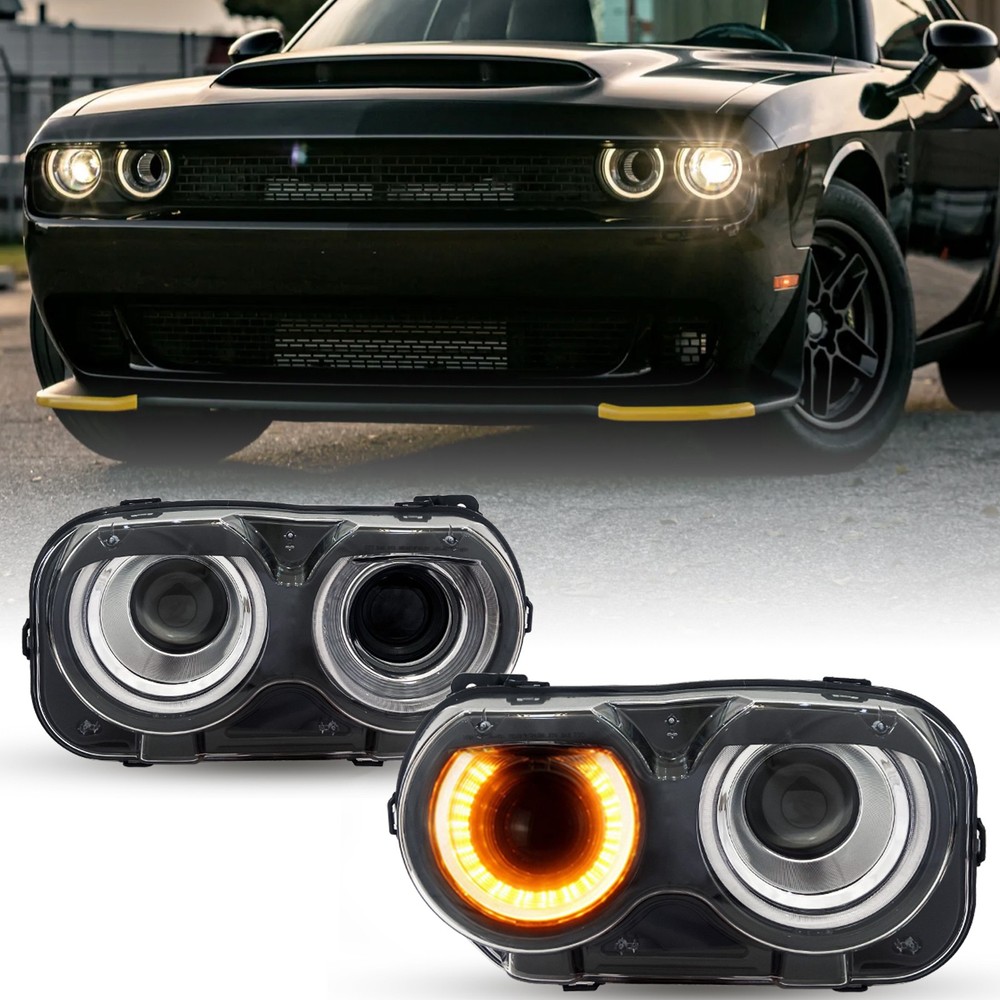 Projector Headlight For 2015-23 Dodge Challenger Halogen Head lamp Left or Right