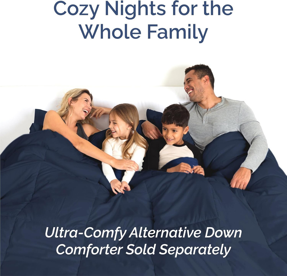 Navy Blue Split King Bed Sheets Set - 4 & 6 Piece Bundle by