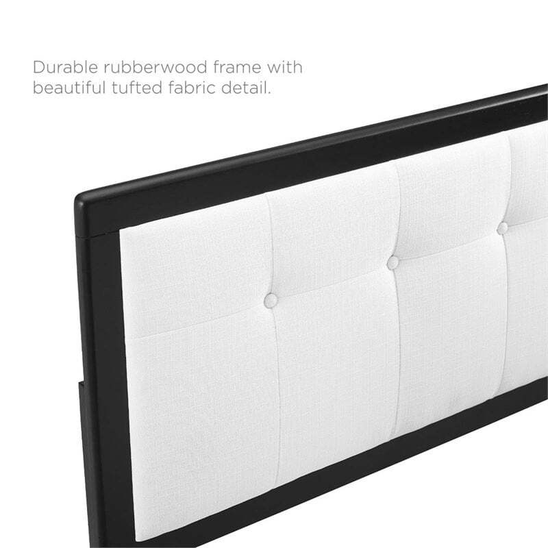 Modway Draper Fabric Tufted Full Headboard in Black and White
