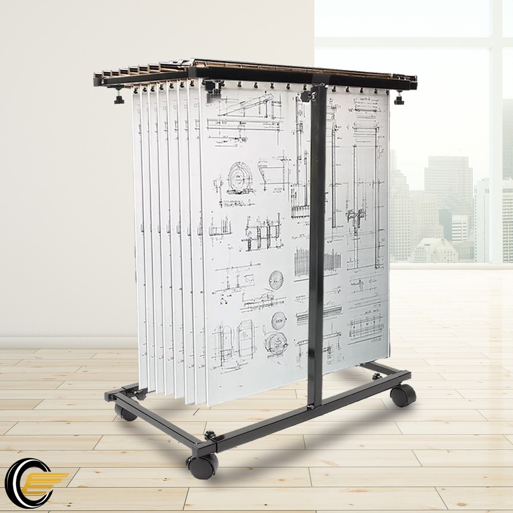 Mobile Blueprint Storage Rack Adjustable Plan Holder File Organizer Stand Office