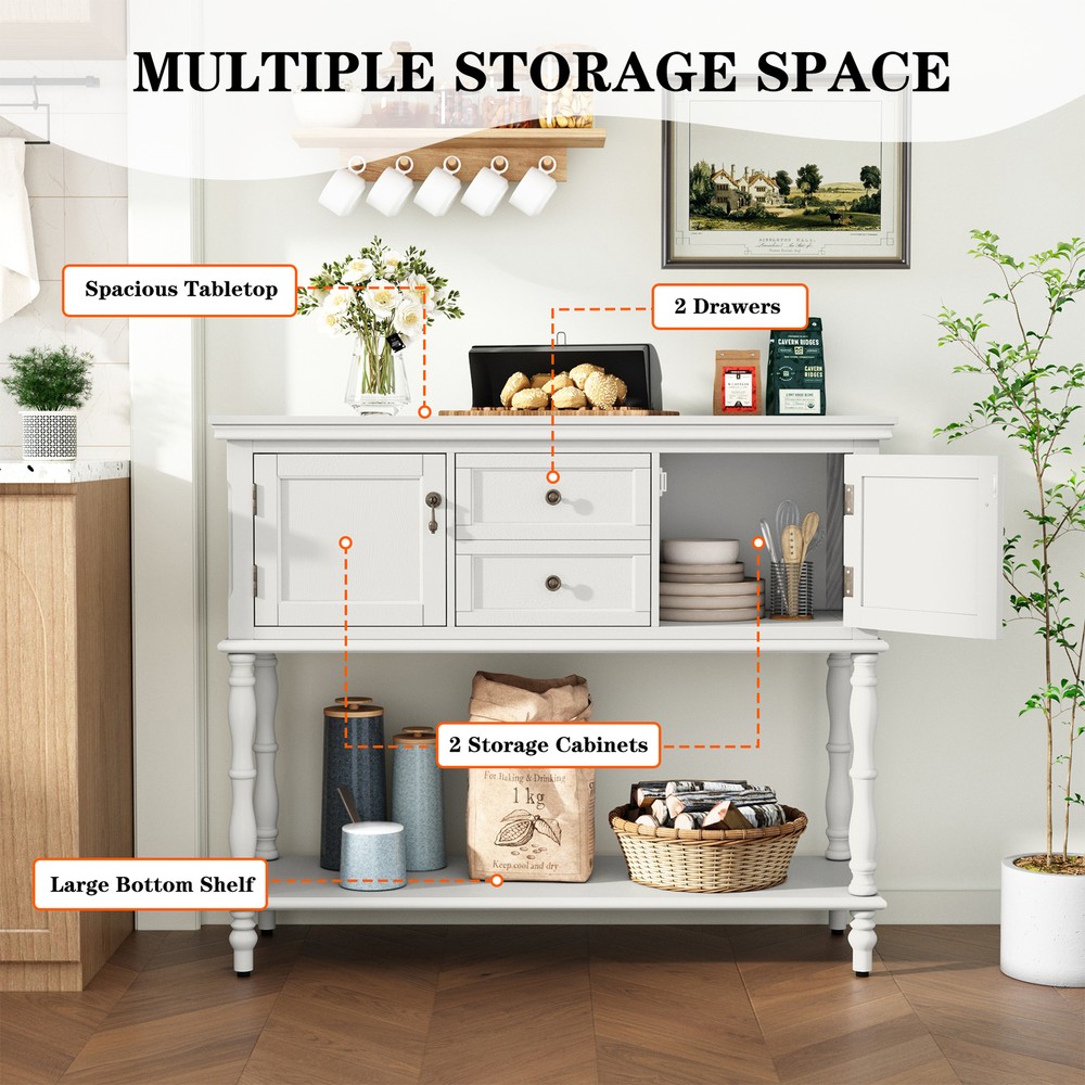 Sideboard Buffet with Door Drawer Storage Cabinet Buffet Table Dining Room White
