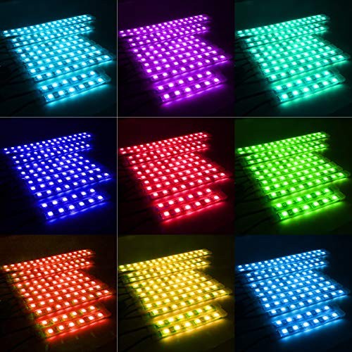 12Pcs Motorcycle Light Kit Strips Multi-Color Accent Glow Neon Ground Effect
