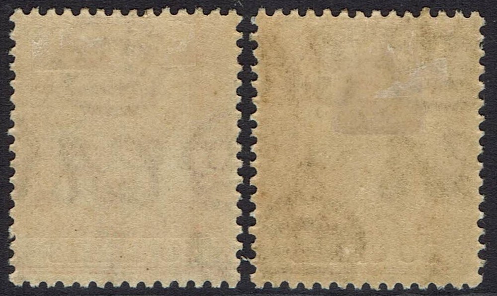 MAURITIUS 1921 ARMS 10C AND 20C WMK MULTI SCRIPT CA