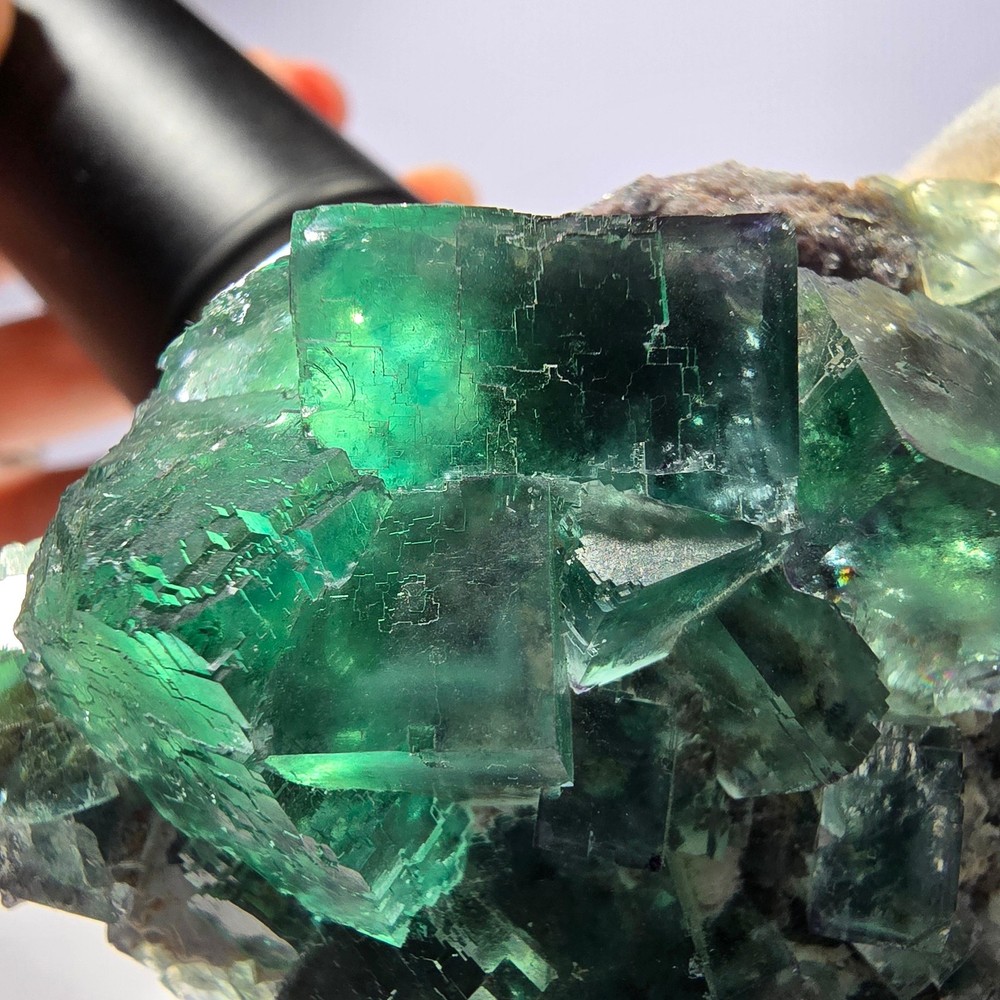 Large Phantom Fluorite Cube Stepped Green Okorusu Namibia 105*45*36mm