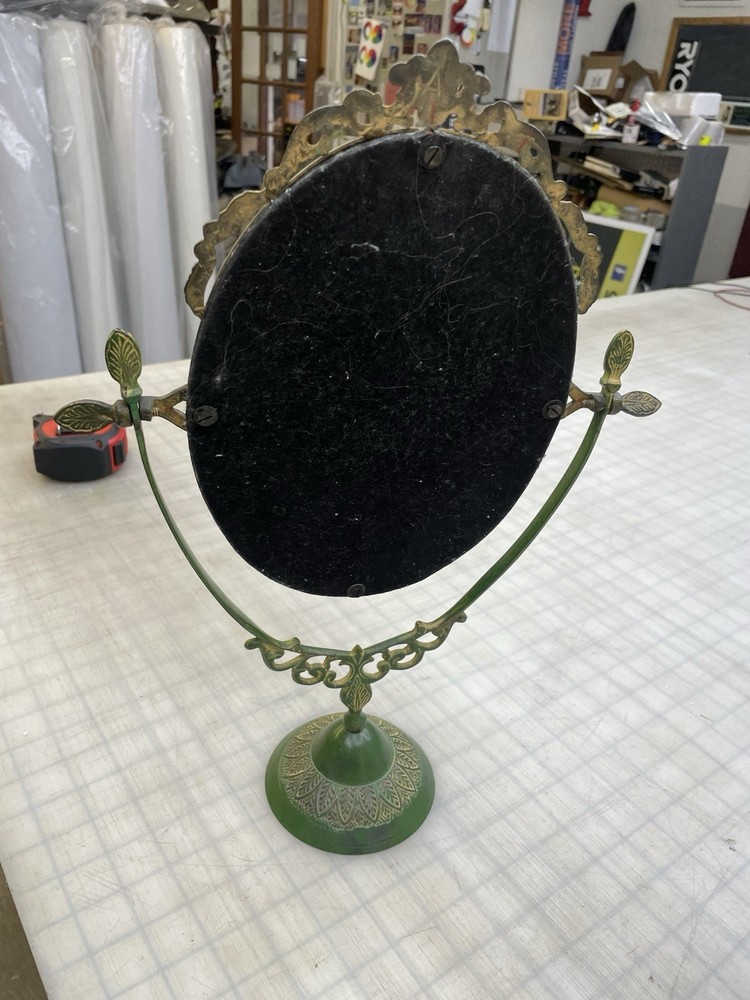 Vintage Brass Tilting Vanity Table Standing Mirror Frame
