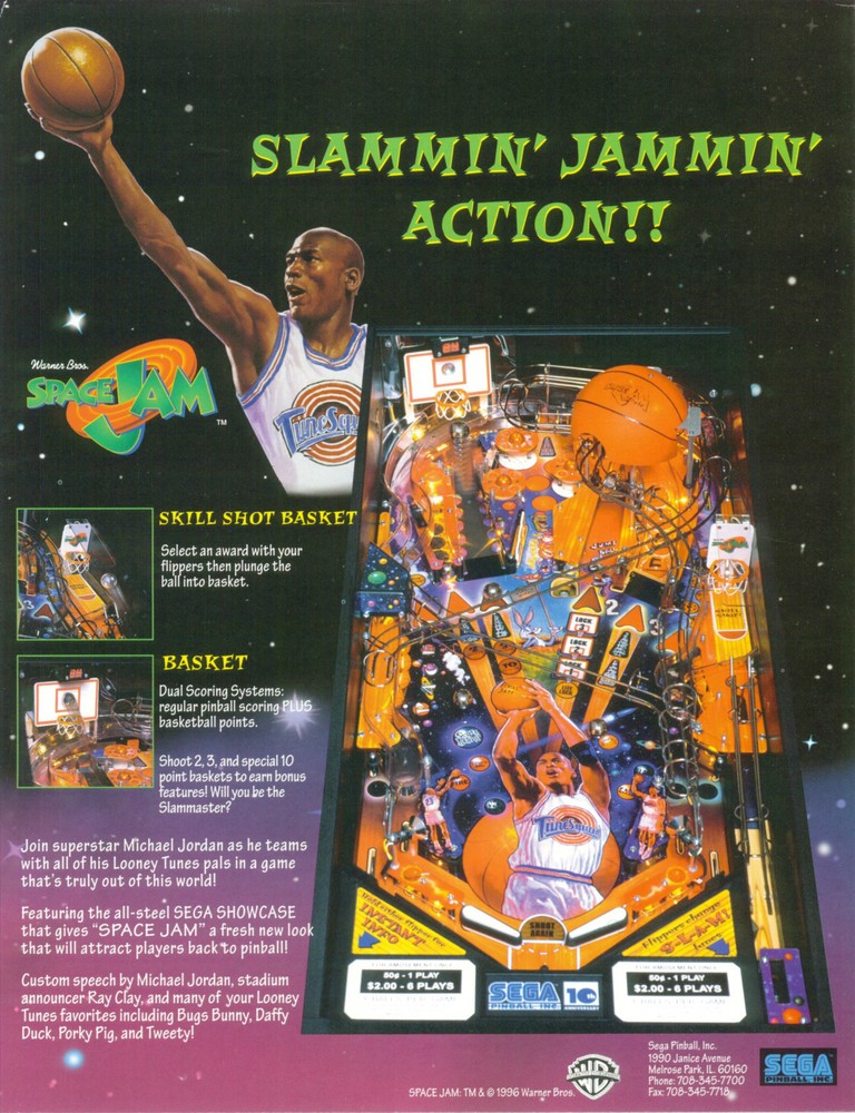 1997 SEGA SPACE JAM PINBALL FLYER