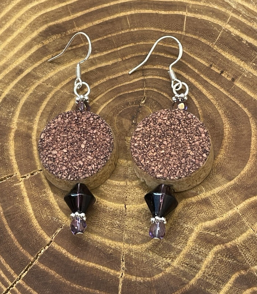 Upcycled Wine Cork Earrings-Handmade