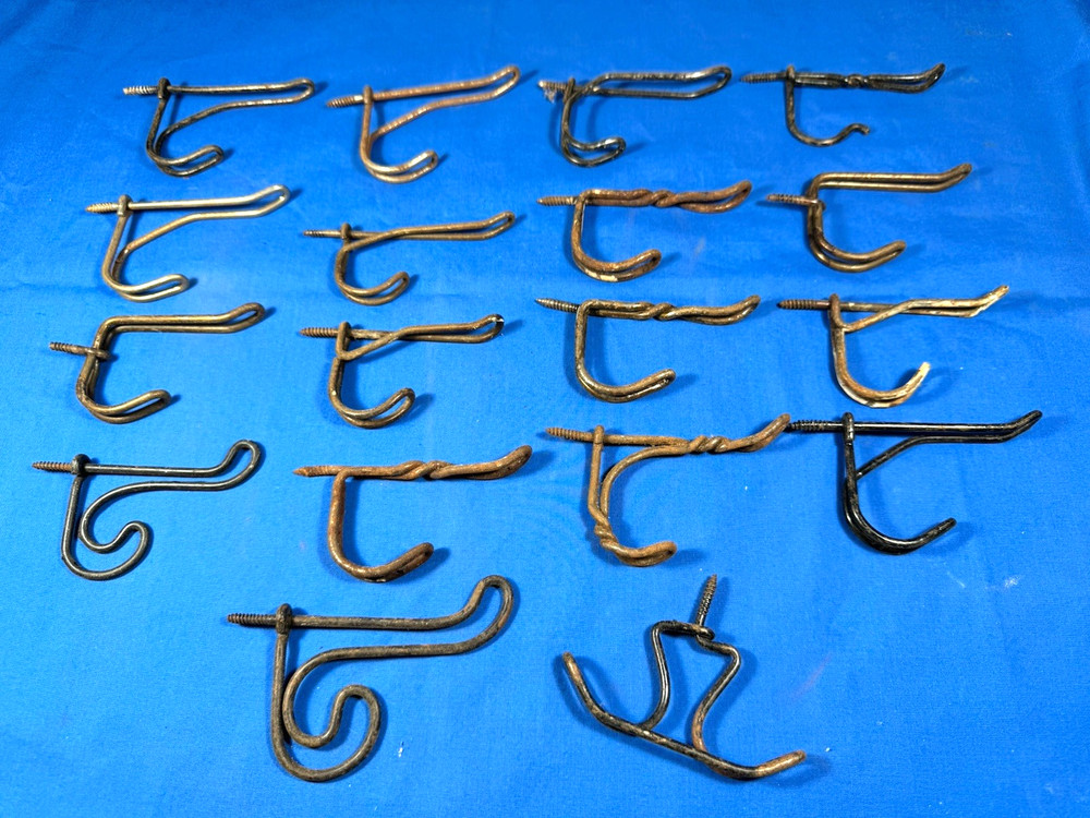 18 Vintage WIRE HOOKS w/ Threaded Ends & No Bends ~ Several Different Sizes