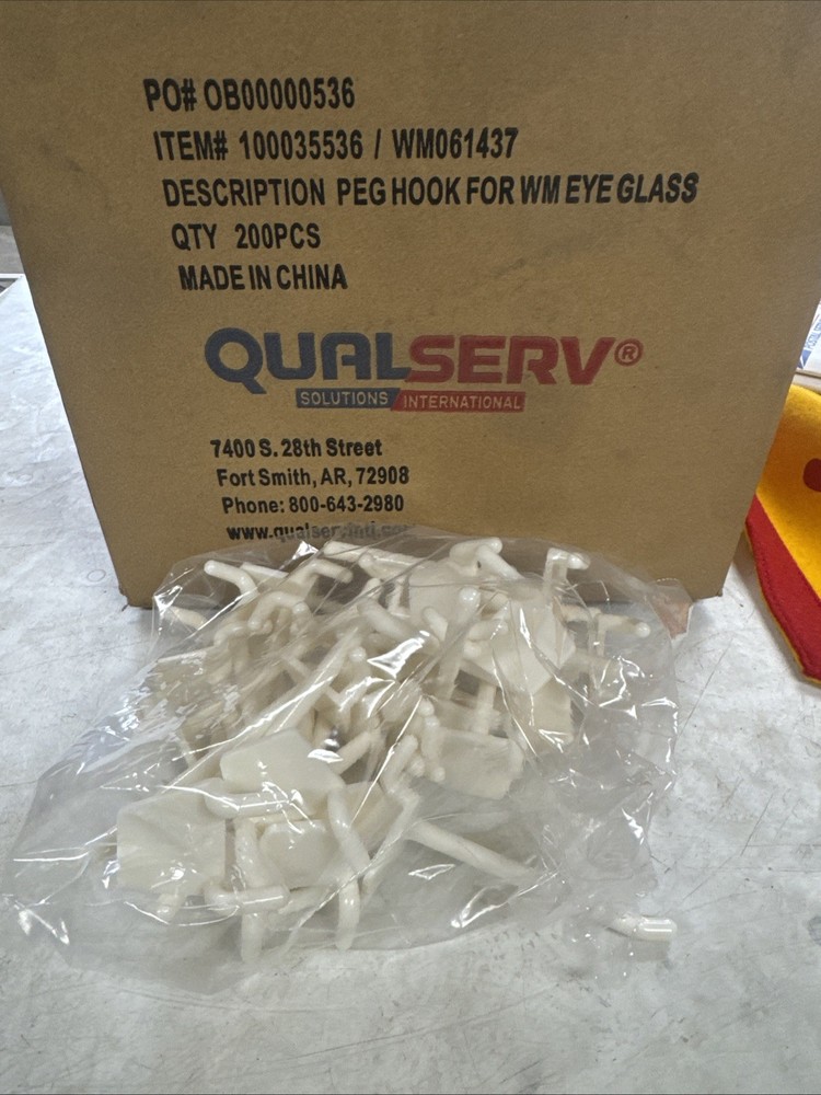 White Plastic Pegboard Hooks 3.5” Length, 200pcs Per Box