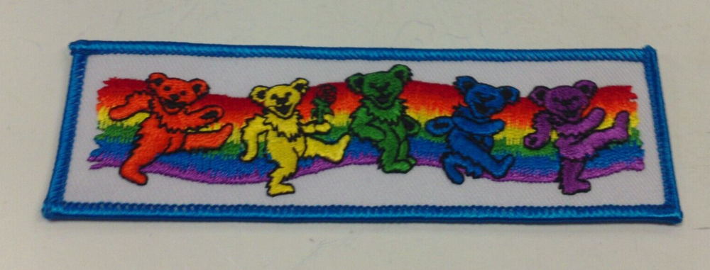 GRATEFUL DEAD RAINBOW DANCING JERRY BEARS EMBROIDERED PATCH 4.25" X 1.5"