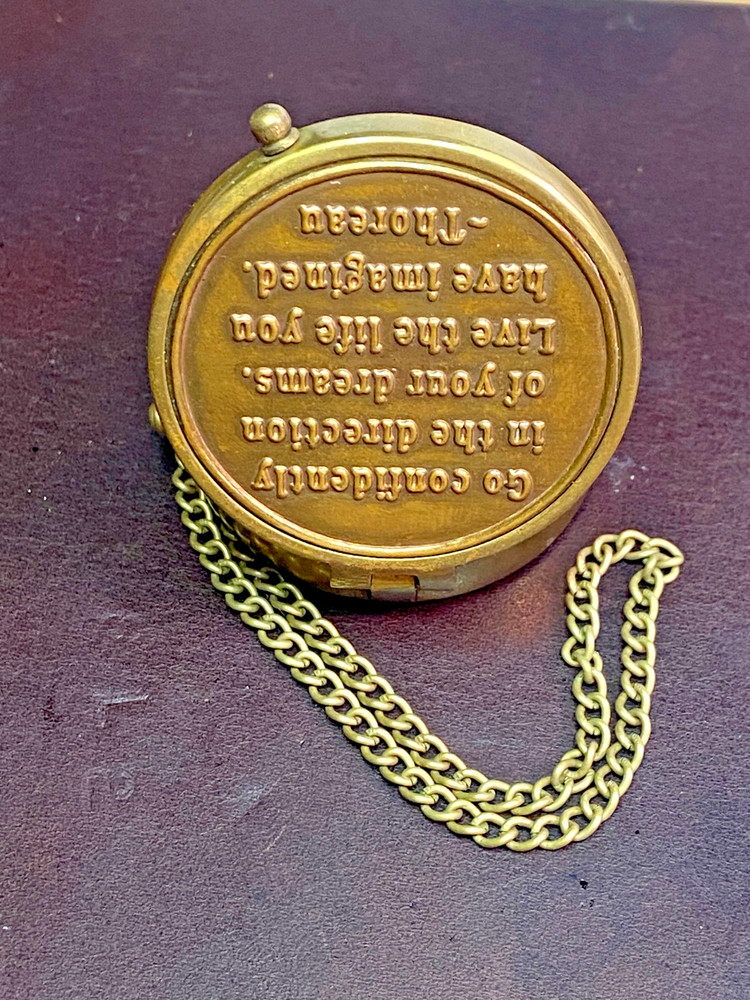 Vintage Brass Compass With Leather Case