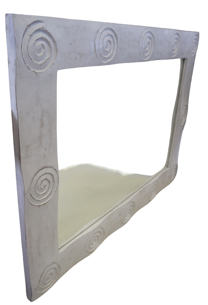 Handcrafted Solid Wood Mirror 60x80 Cm – Carved Frame 9 Cm With Sp