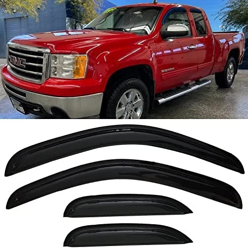 Side Window Visor Wind Deflectors Rain Guard for 2007-2013 Chevy Silverado &