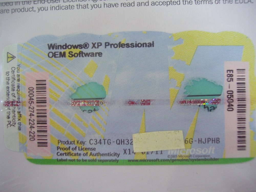 MICROSOFT WINDOWS XP PROFESSIONAL FULL OPERATING SYSTEM MS WIN PRO =NEW SEALED=