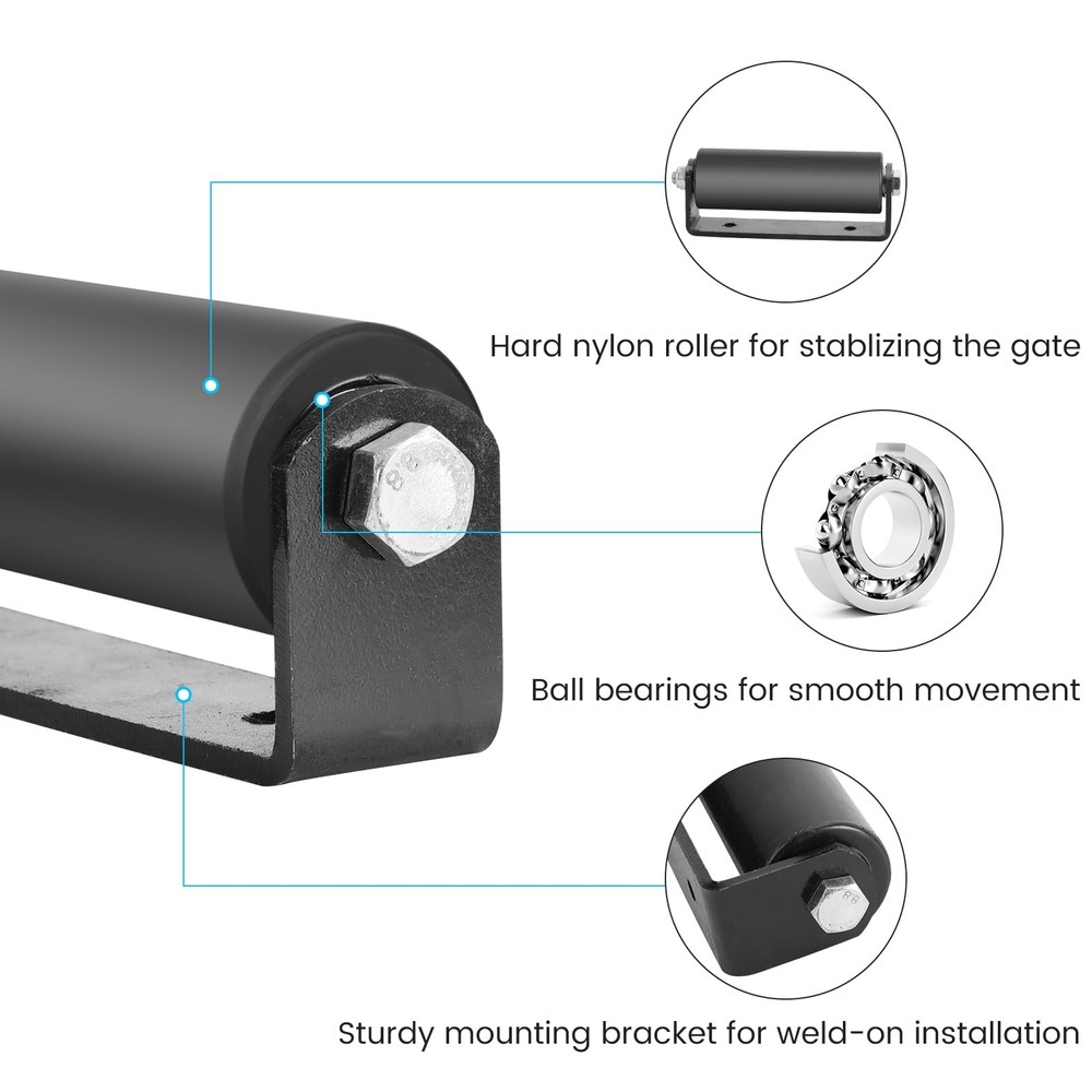6" Gate Roller Guide,Sliding Hardware with C-Sliding 6inch, Black