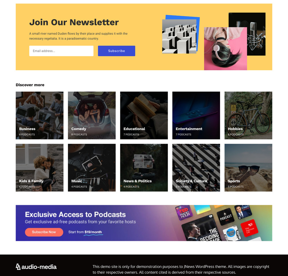 Audio Website Design with Free VPS Web Hosting and Installation