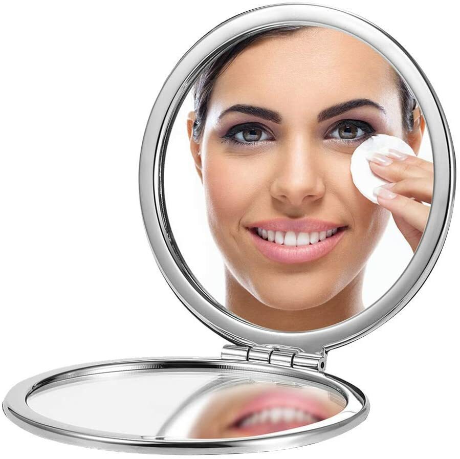 Round Double Sided Makeup Compact Mirror With magnifying side, Flowers