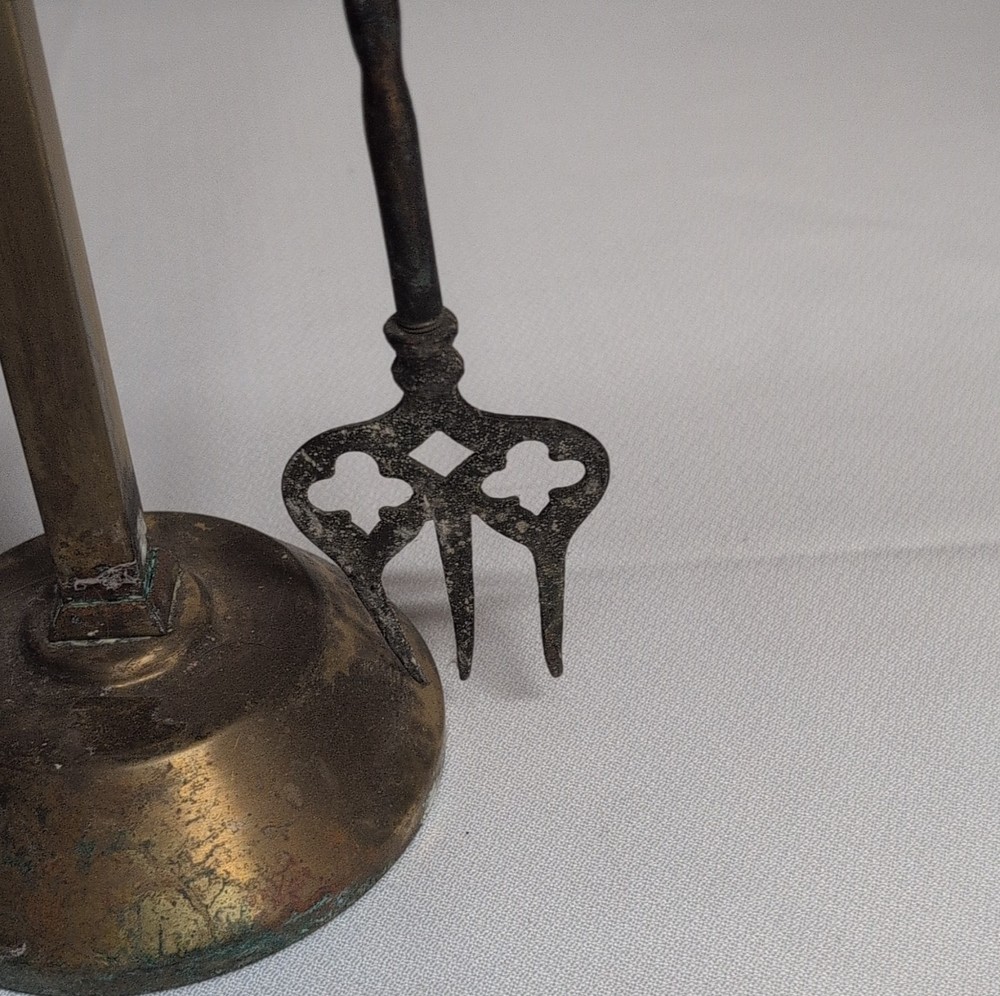 Neoclassical-style brass fireplace tools 1940-70's
