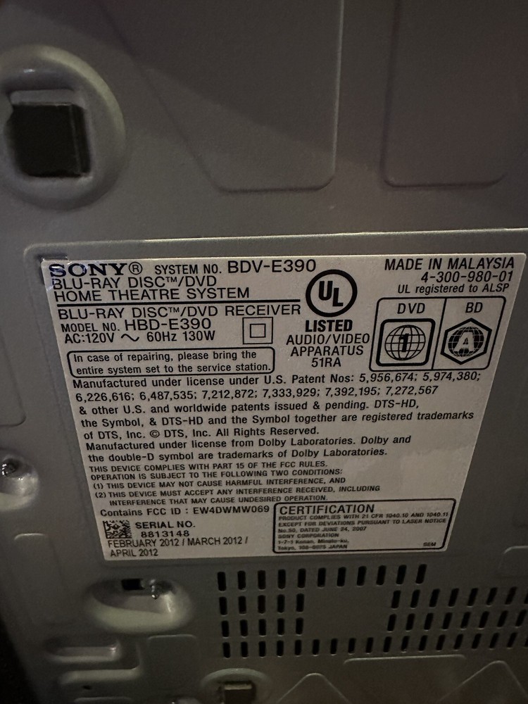 sony bdv-e390