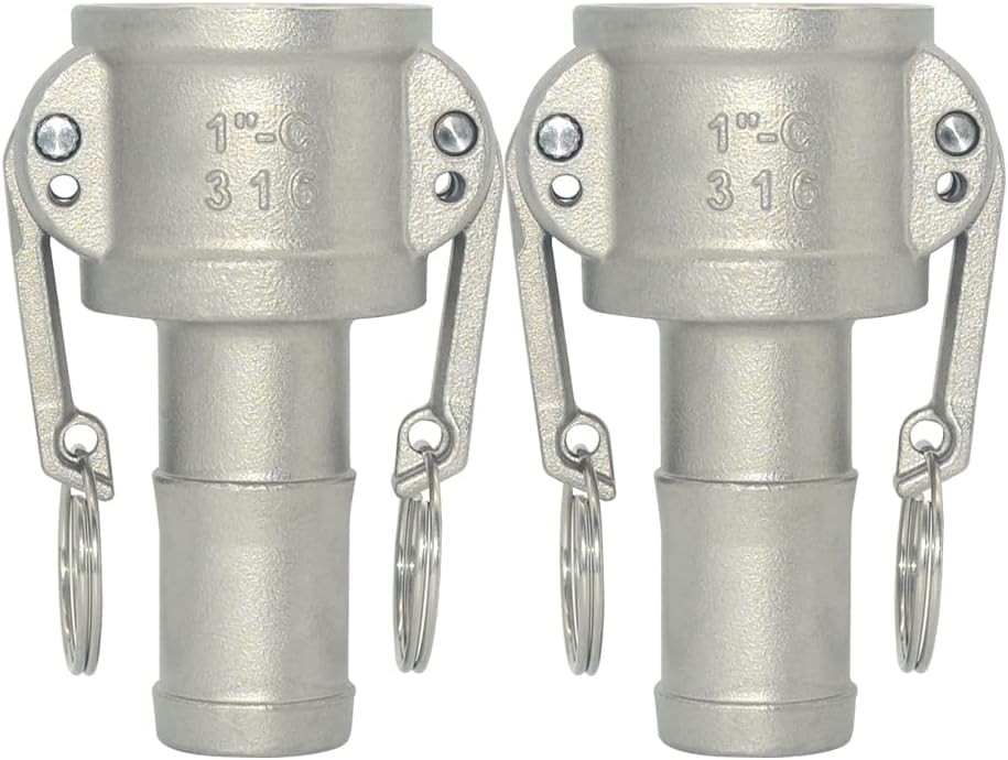 2 Pack 1 Inch Camlock Quick Connect Coupling C Trash Pump Adapter SS