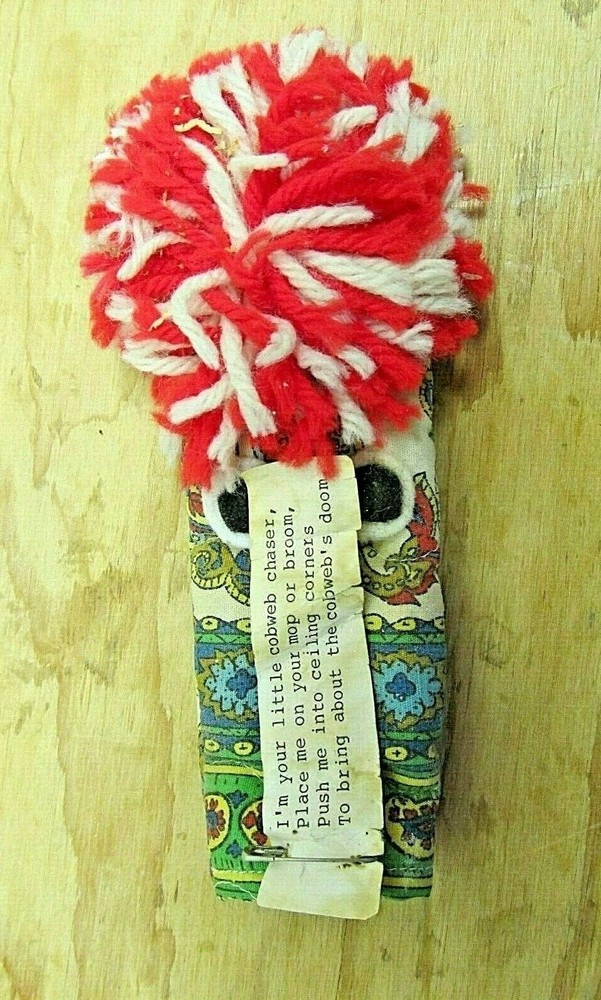 Cobweb Chaser - Crocheted Handmade Duster - Red & White (277)