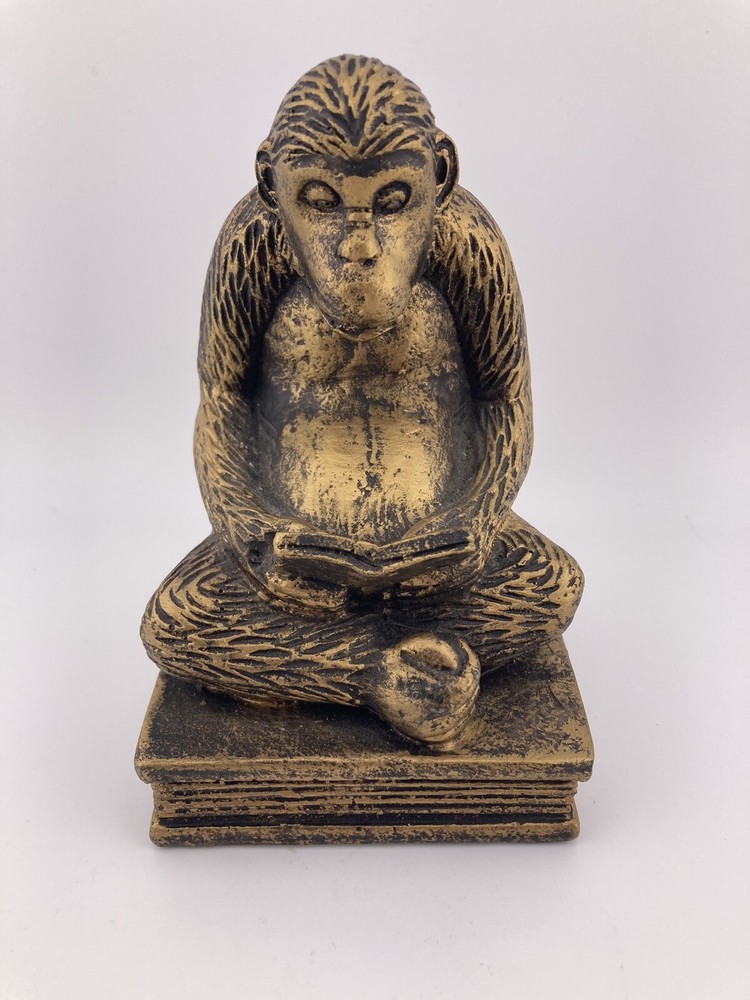 Vintage Ceramic Monkey Reading a Book Single Bookend Statue