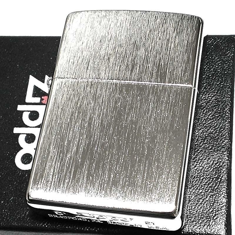 Zippo Lighter Platinum Silver Satin Double Sided Processing Regular case Japan